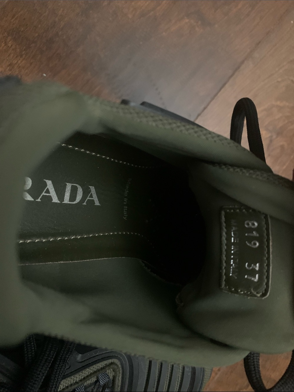 Women Tactical Chunky Lace-Up Sneakers in Dark Green and Black - Picture 3 of 5